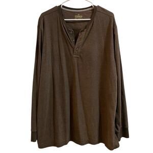 Outdoor Life Men's XL Brown Knit Cotton‎ Blend Henley Pullover Sweater Spring